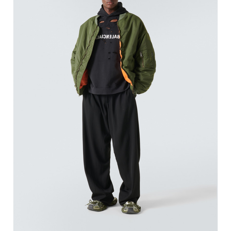 Balenciaga Толстовка с капюшоном из хлопкового джерси с рваным логотипом<br />