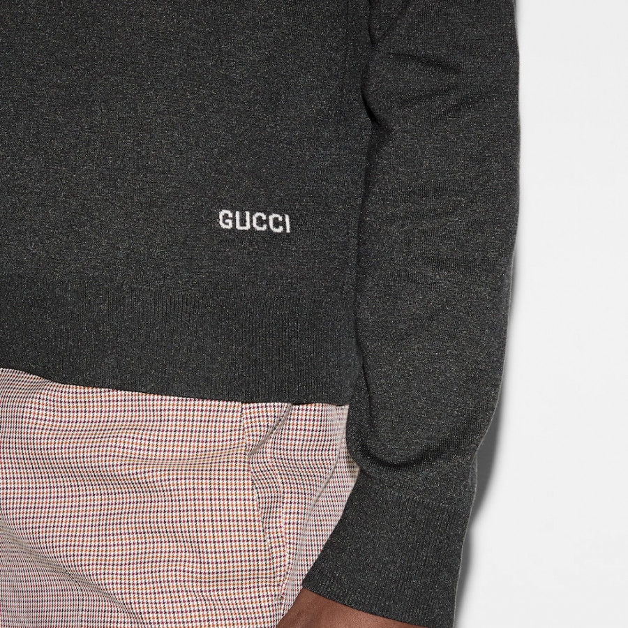 Gucci СВИТЕР ИЗ ХЛОПКА И ШЕЛКА С ИНТАРСИЕЙ