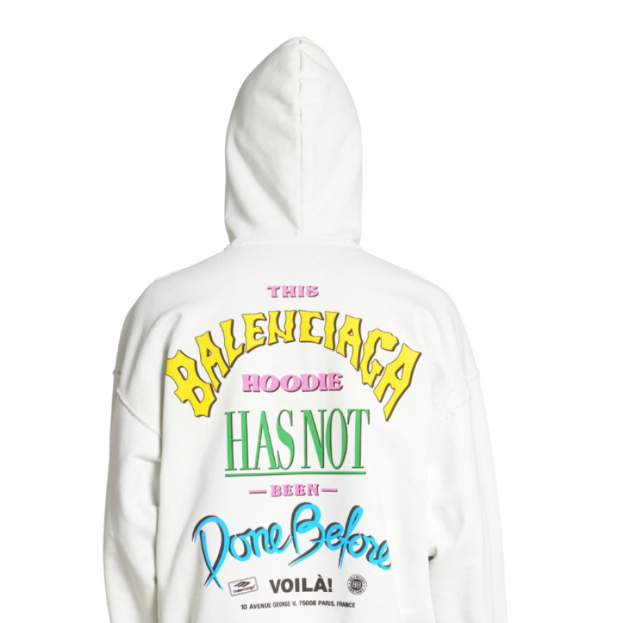 Balenciaga Худи на молнии из флиса с разноцветным принтом Not Been Done на спине