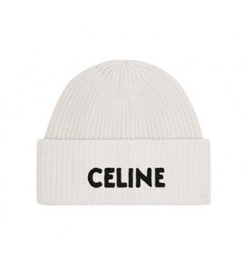 Celine Шерстяная шапка в рубчик с аппликацией логотипа