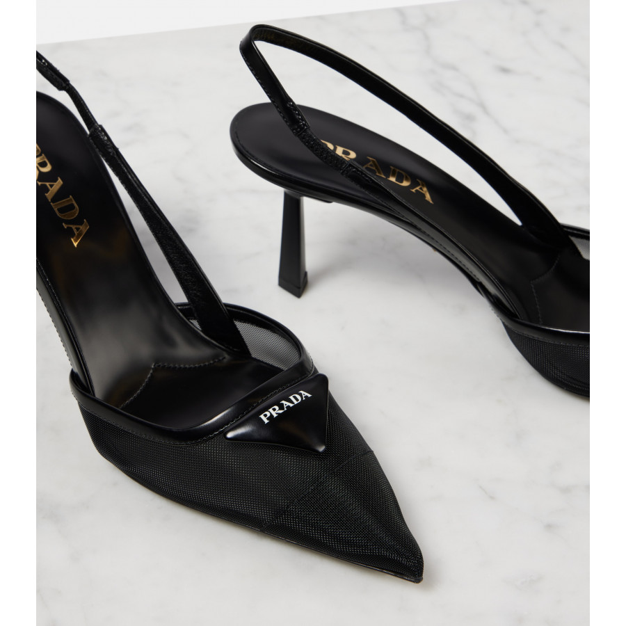 Prada Туфли-лодочки с сетчатой ​​подошвой и кожаной отделкой с логотипом