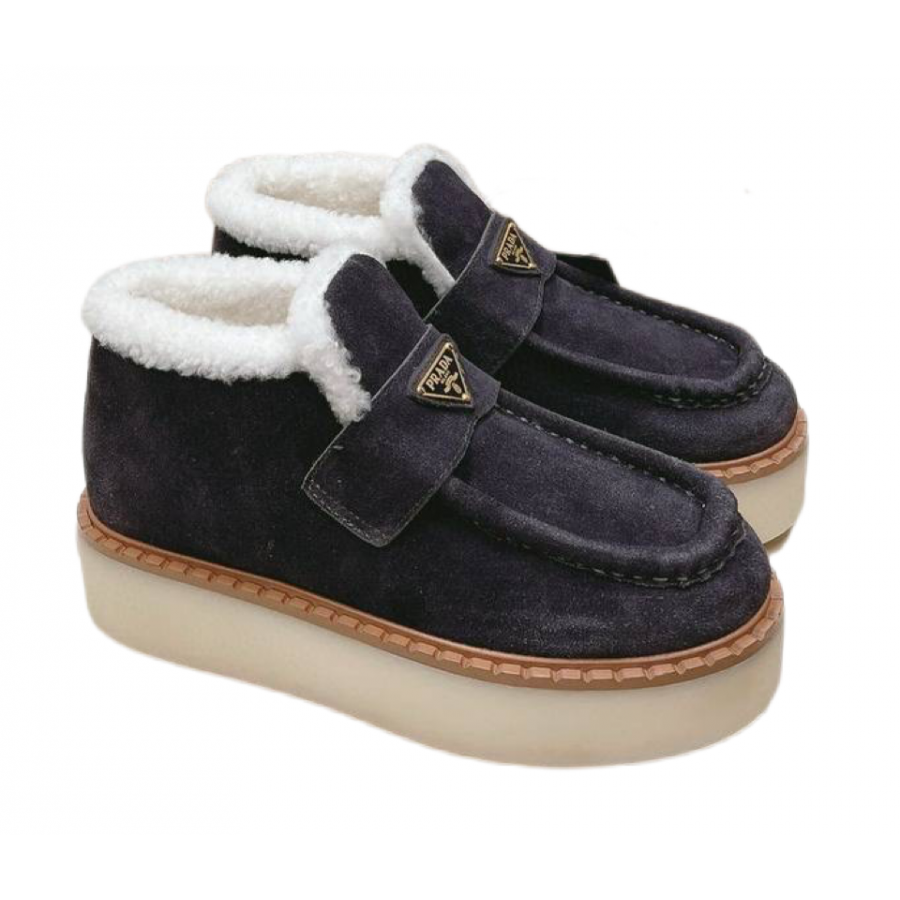 Prada Замшевые лоферы Suede с мехом