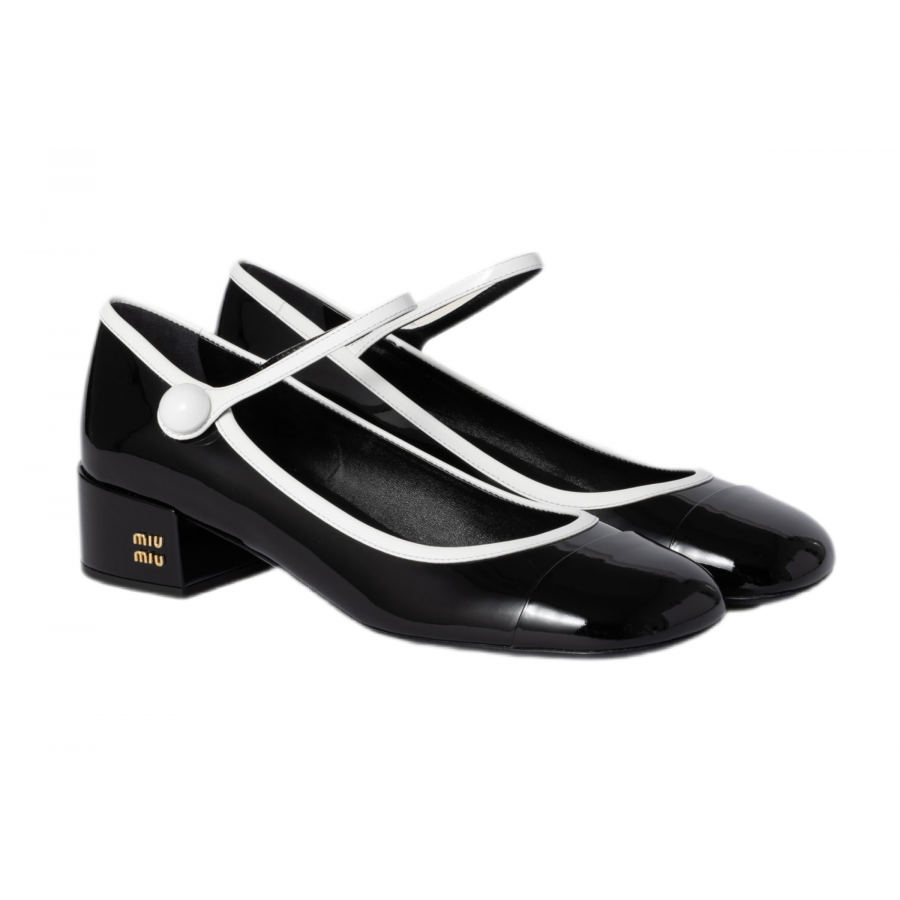 Miu miu Туфли Mary Jane из двухцветной лакированной кожи<br />