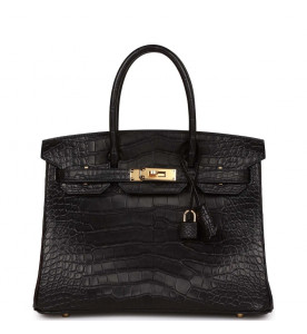 Hermes Сумка Birkin 30 Black Matte Alligator<br />