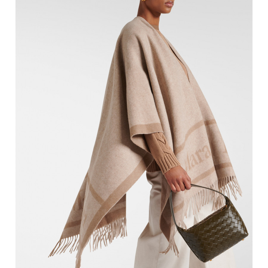Max Mara Пончо из шерсти с жаккардом и логотипом