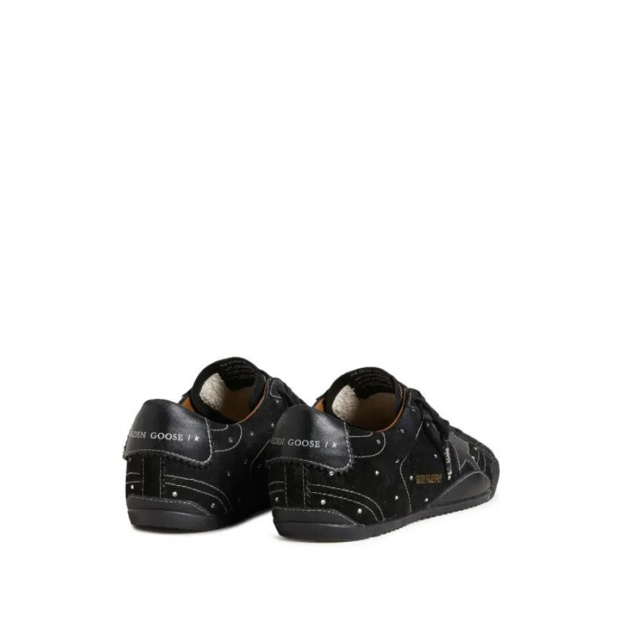 Golden Goose Кроссовки True-Star из черной замши со стразами Swarovski и черной кожаной звездой