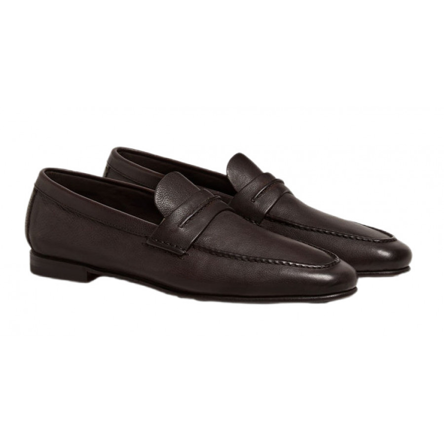 Zegna МОКАСИНЫ ИЗ НАТУРАЛЬНОЙ ЗЕРНИСТОЙ КОЖИ