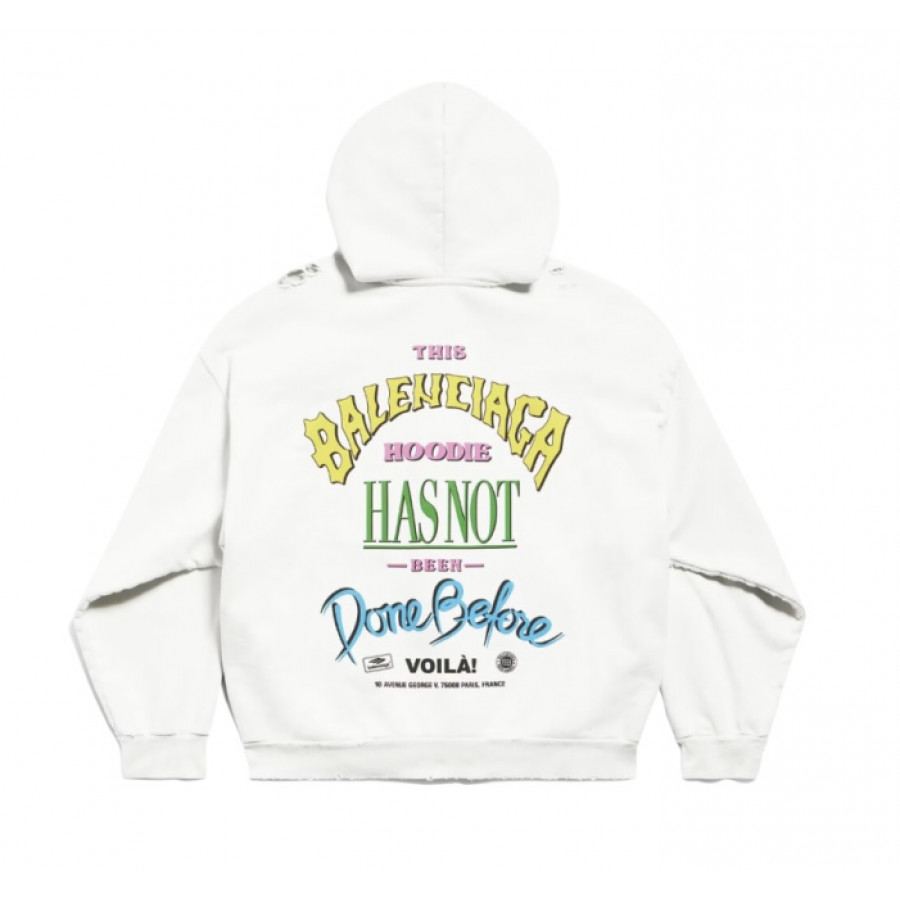 Balenciaga Худи на молнии из флиса с разноцветным принтом Not Been Done на спине