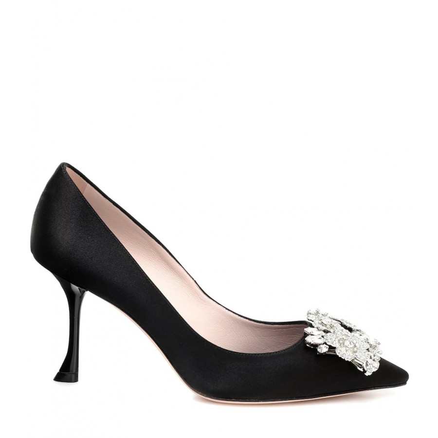Roger Vivier Атласные туфли-лодочки с цветочными стразами