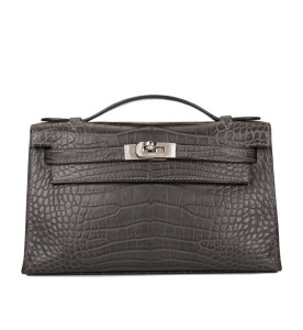 Hermes Миниатюрная сумка Graphite Mini Kelly Pochette из кожи аллигатора