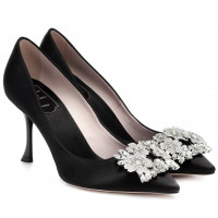 Roger Vivier Атласные туфли-лодочки с цветочными стразами