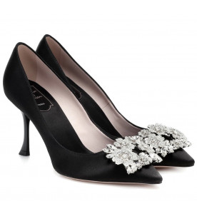 Roger Vivier Атласные туфли-лодочки с цветочными стразами