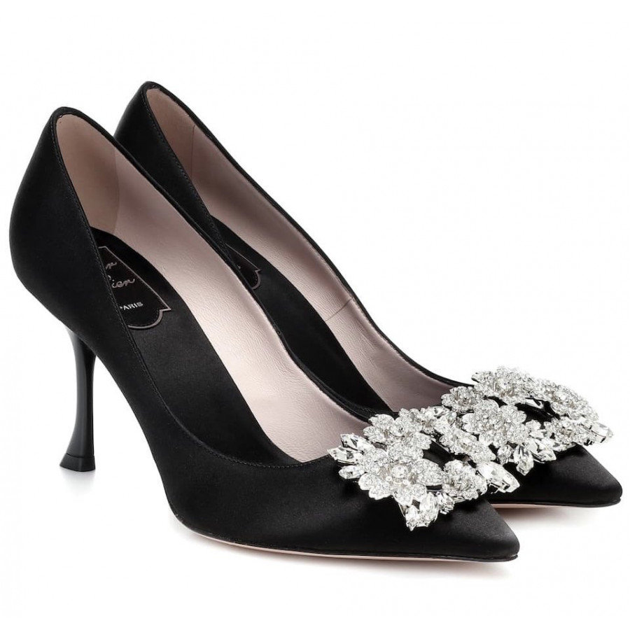Roger Vivier Атласные туфли-лодочки с цветочными стразами