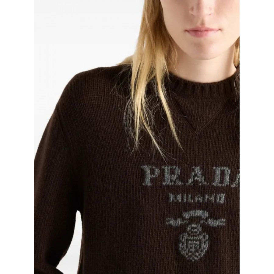 Prada Свитер с круглым вырезом и логотипом