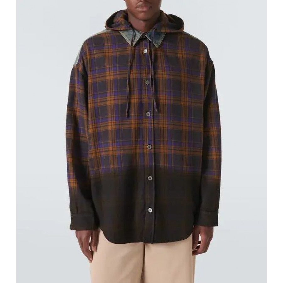 ACNE STUDIOS Рубашка из Хлопчатобумажной фланели с Вставками в клетку