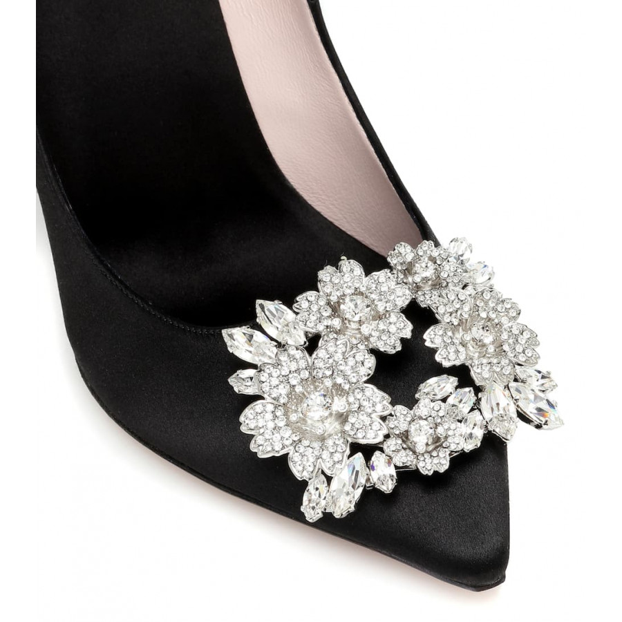 Roger Vivier Атласные туфли-лодочки с цветочными стразами