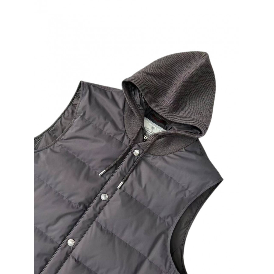 Brunello Cucinelli дутый жилет с капюшоном