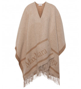 Max Mara Пончо из шерсти с жаккардом и логотипом