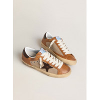 Golden Goose Кроссовки Super-Star LTD из бежевой шерсти с коричневой кожаной звездой и верблюжьими вставками