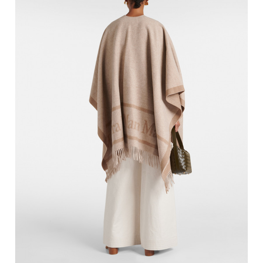 Max Mara Пончо из шерсти с жаккардом и логотипом
