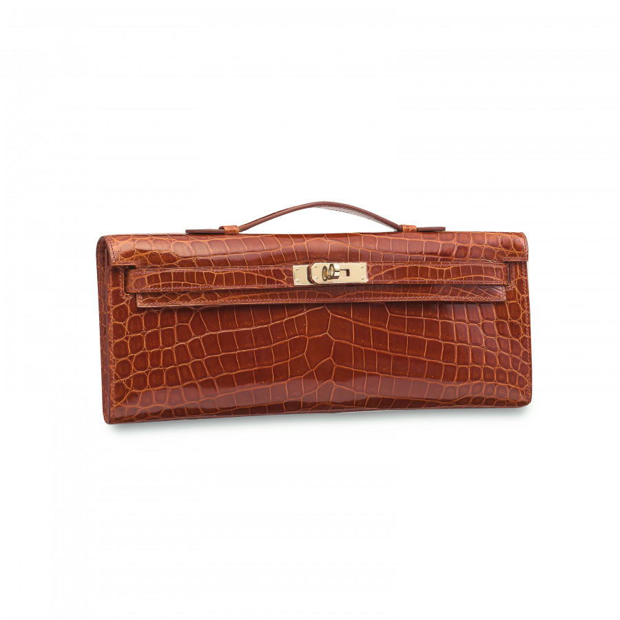 Hermes Сумка-клатч Kelly Cut из блестящей крокодиловой кожи