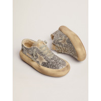 Golden Goose Женские кроссовки Space-Star с серебристым блеском и подкладкой из овчины