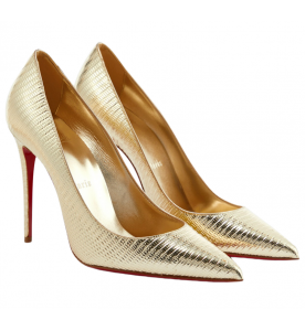 Christian Louboutin Металлические кожаные туфли Kate с эффектом змеи