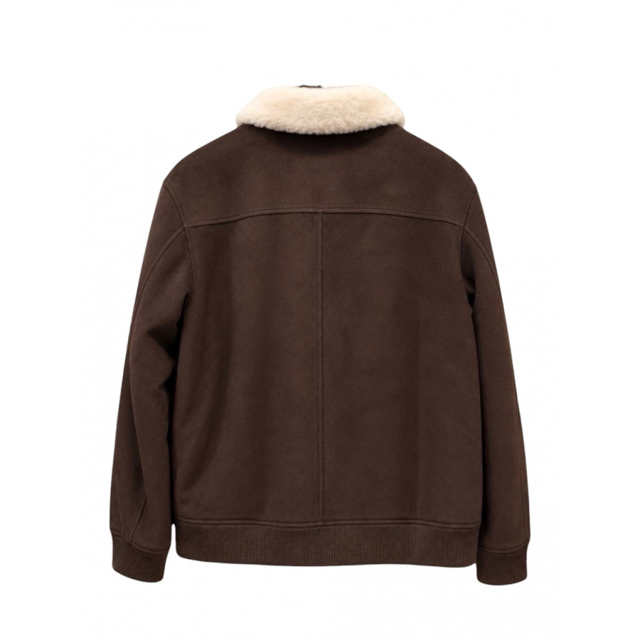 Brunello Cucinelli Замшевая куртка с воротником из овчины